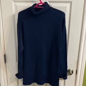 Vintage Express Tricot Navy Blue Turtleneck Long Sweater Women’s Size Small